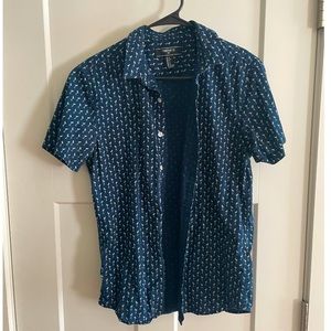 short sleeve flamingo button down shirt